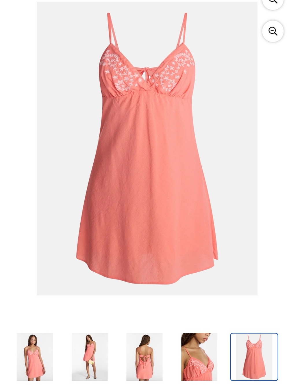 No Boundaries Coral Chemise with White Lace Accents